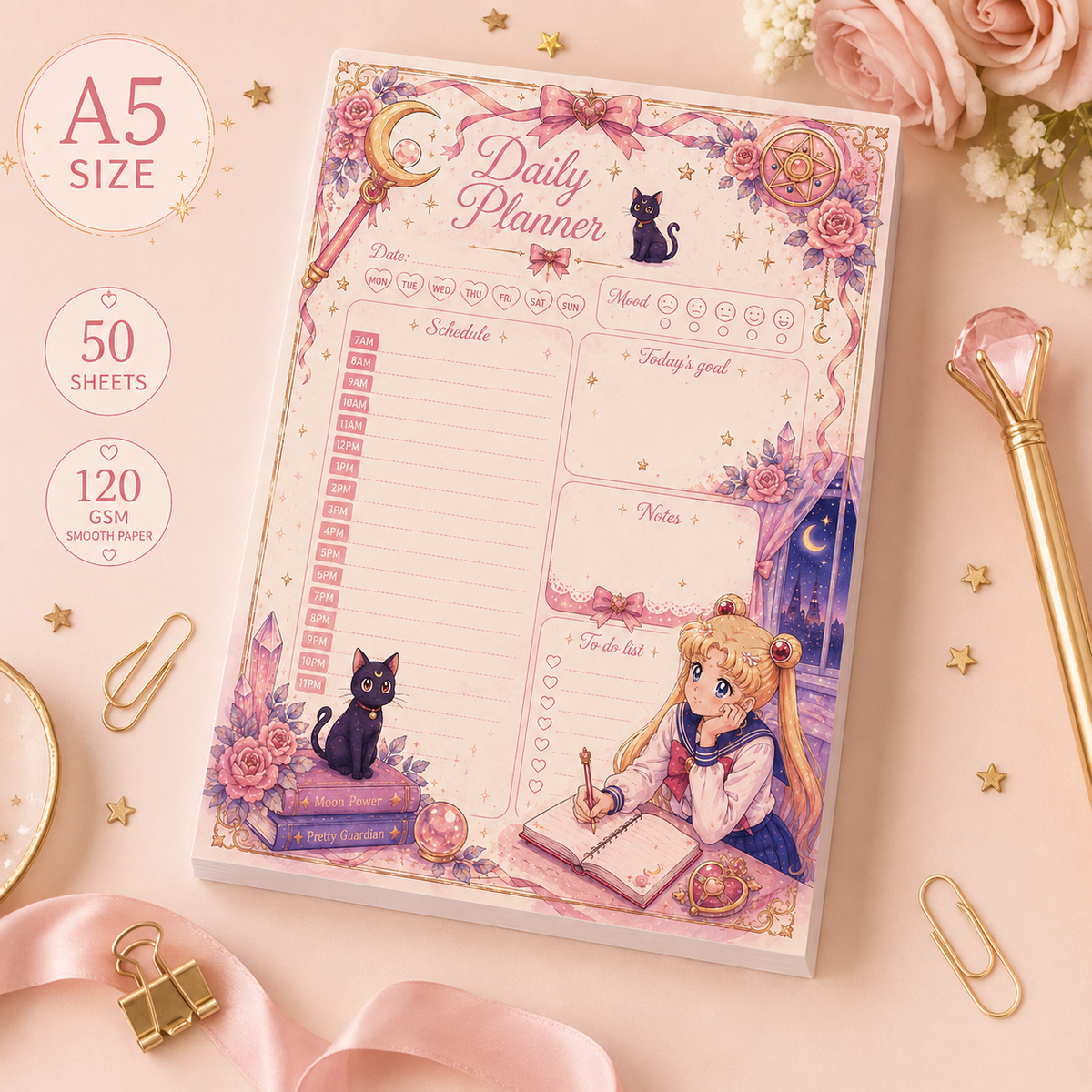 A5 Daily Planner – "Moonlit Dreams" | Personalisation Available