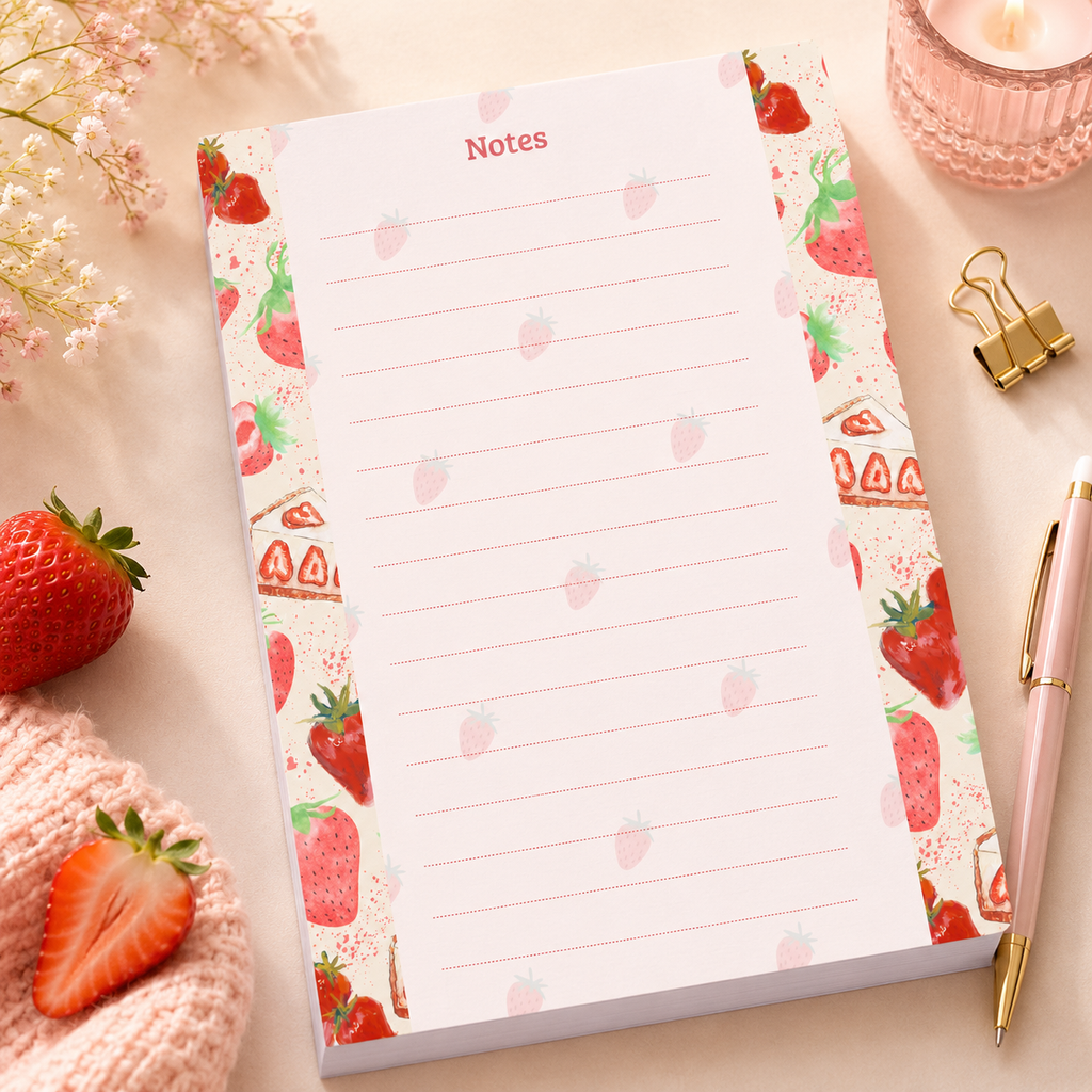 A5 Notepad – Strawberry Cheesecake | Personalisation Available