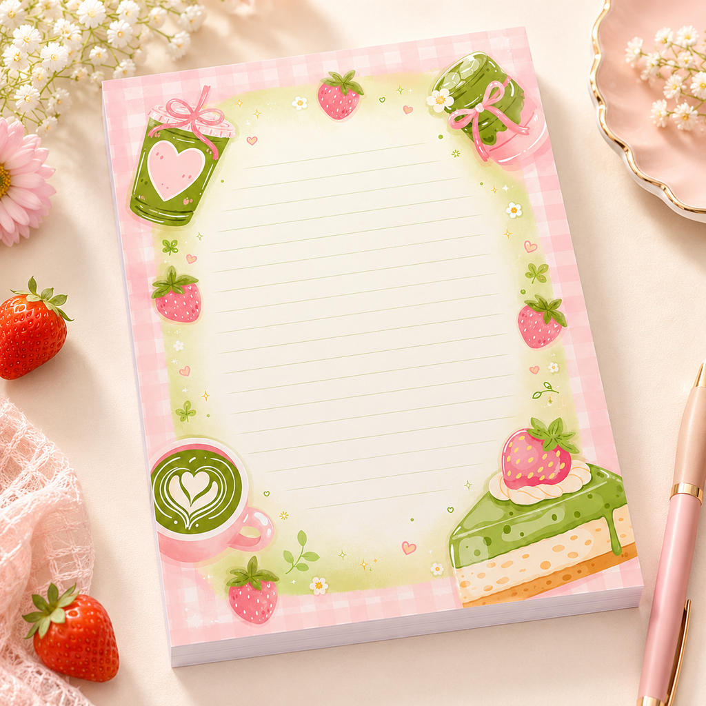 A6 Notepad – Strawberry Matcha
