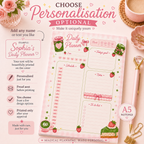 A5 Daily Planner – Strawberry Matcha | Personalisation Available