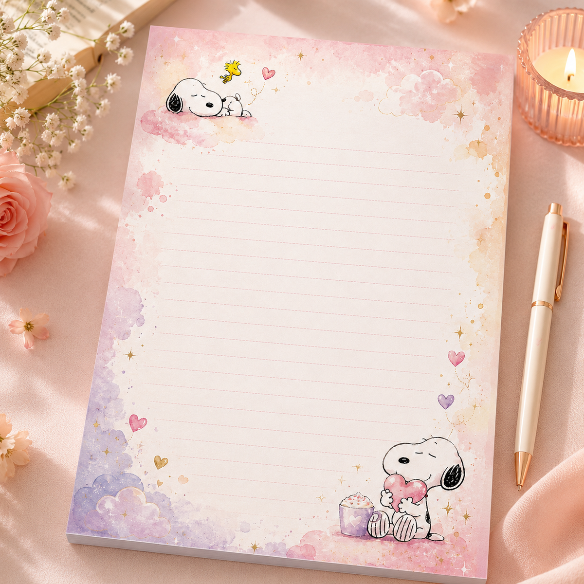 A5 Notepad – Snoopy with a heart | Personalisation Available