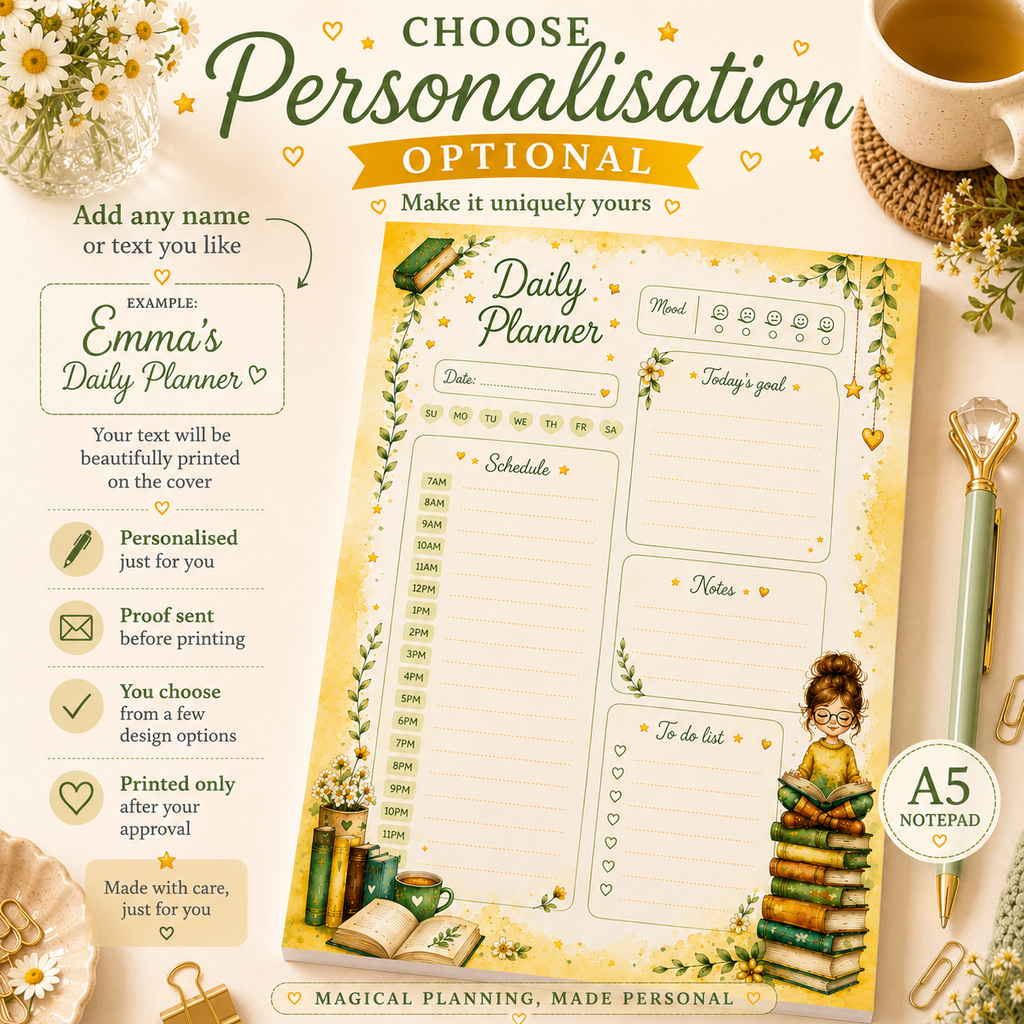 A5 Daily Planner – Just One More Chapter | Personalisation Available