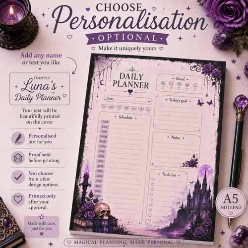A5 Daily Notepad – "Midnight Castle" | Personalisation Available