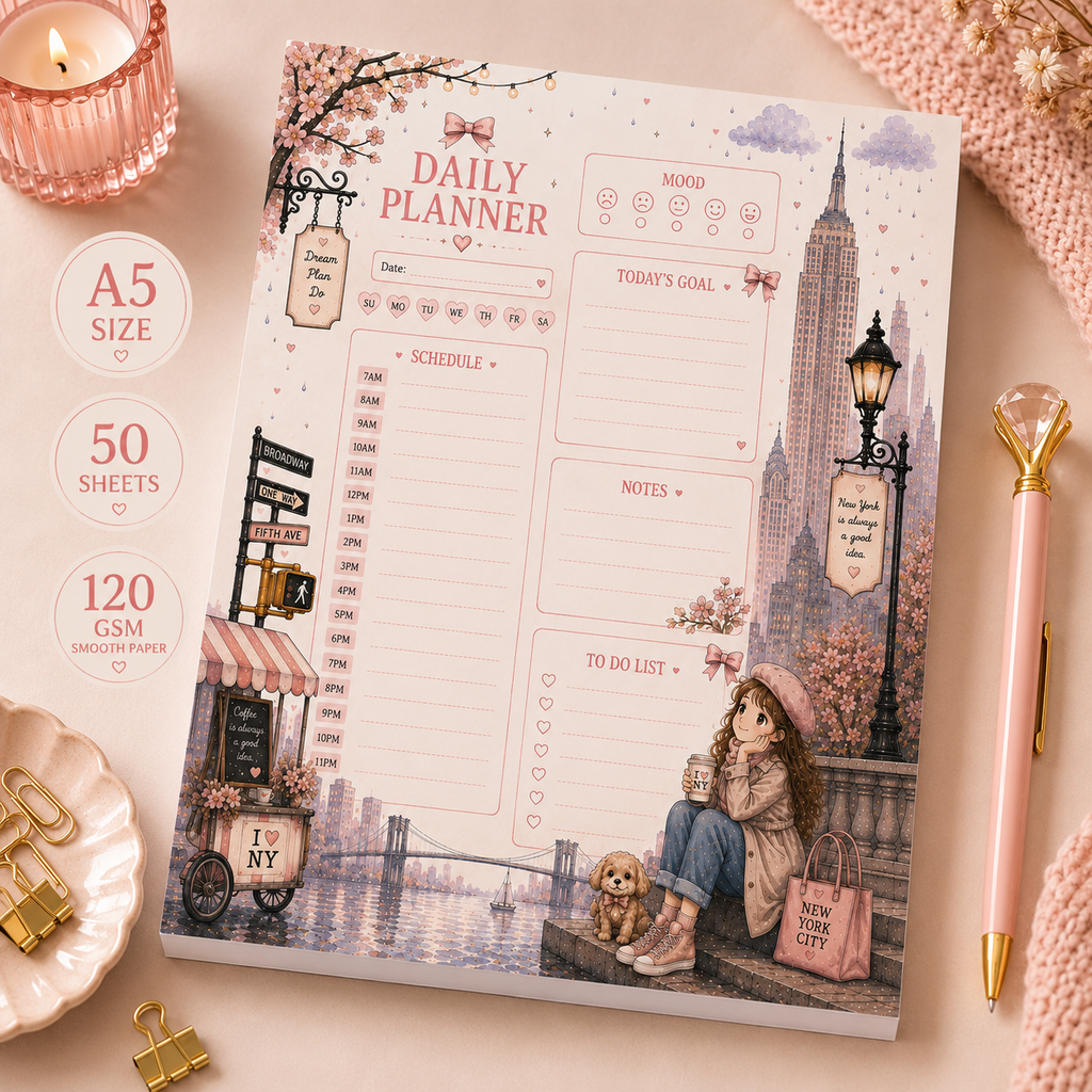 A5 Daily Planner – "New York Daydreams" | Personalisation Available
