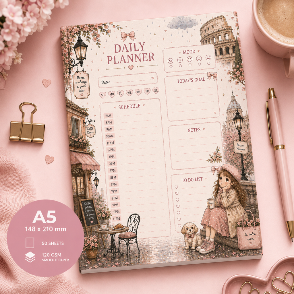A5 Daily Planner – "Rome Daydreams" | Personalisation Available