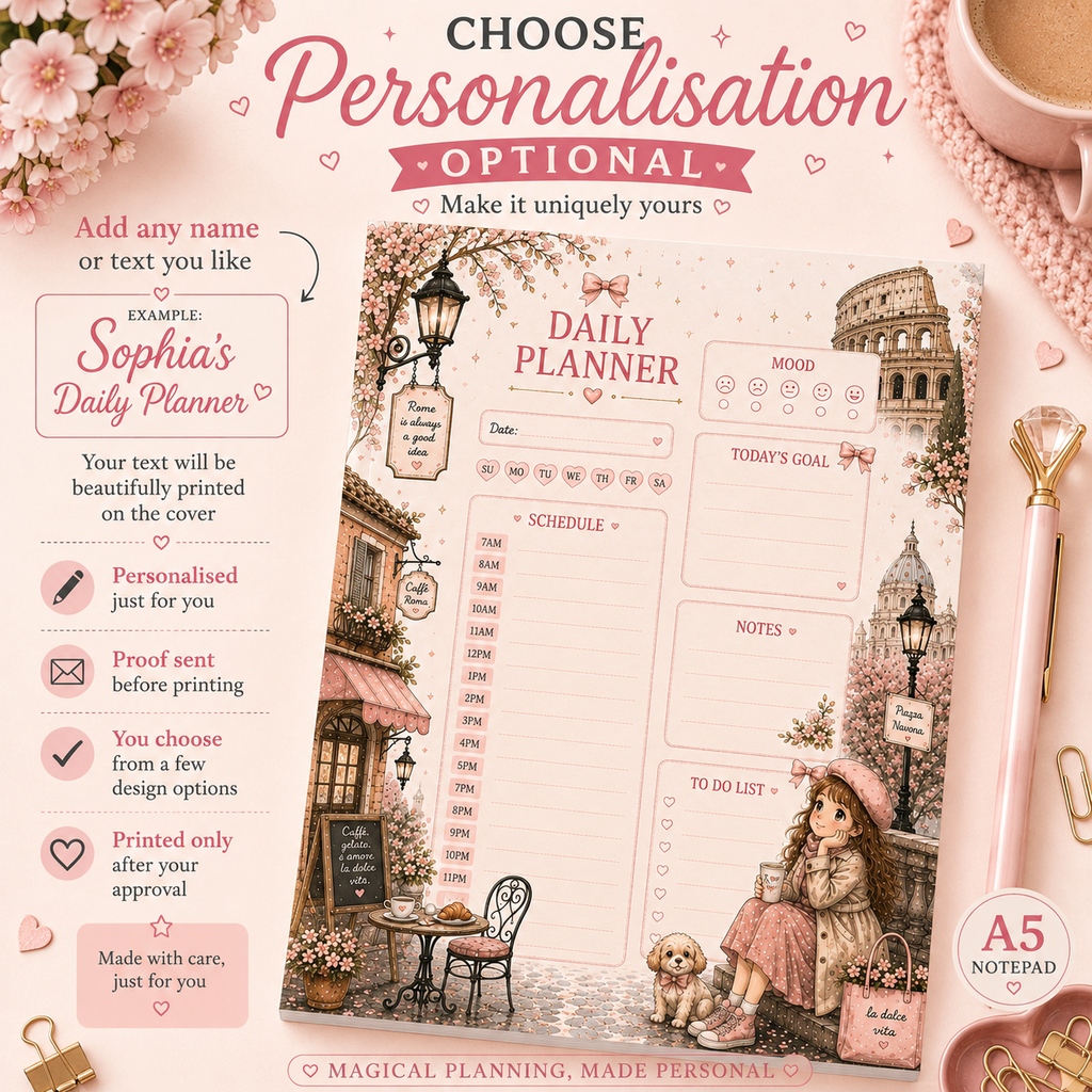 A5 Daily Planner – "Rome Daydreams" | Personalisation Available