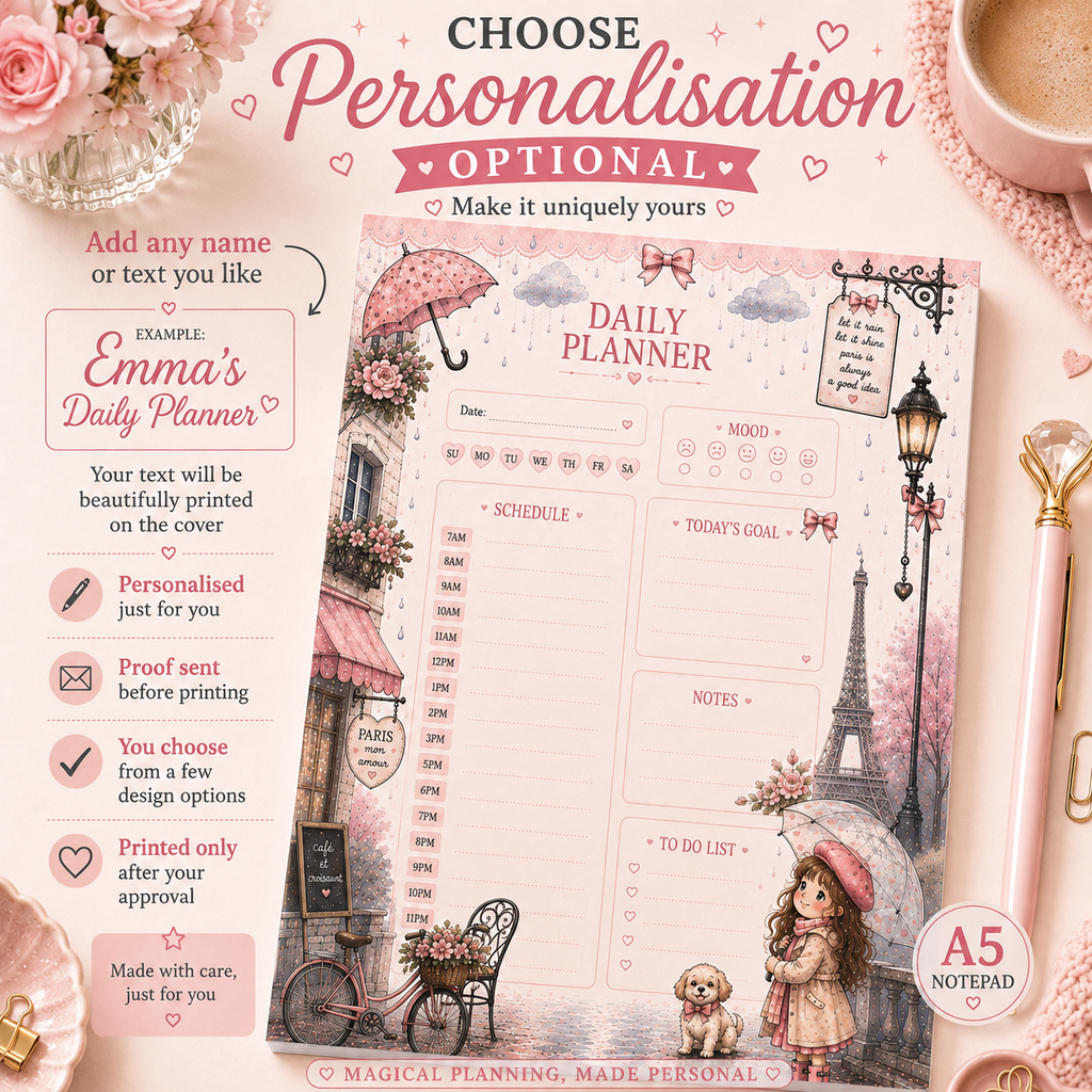 A5 Daily Planner – "Paris Daydreams" | Personalisation Available