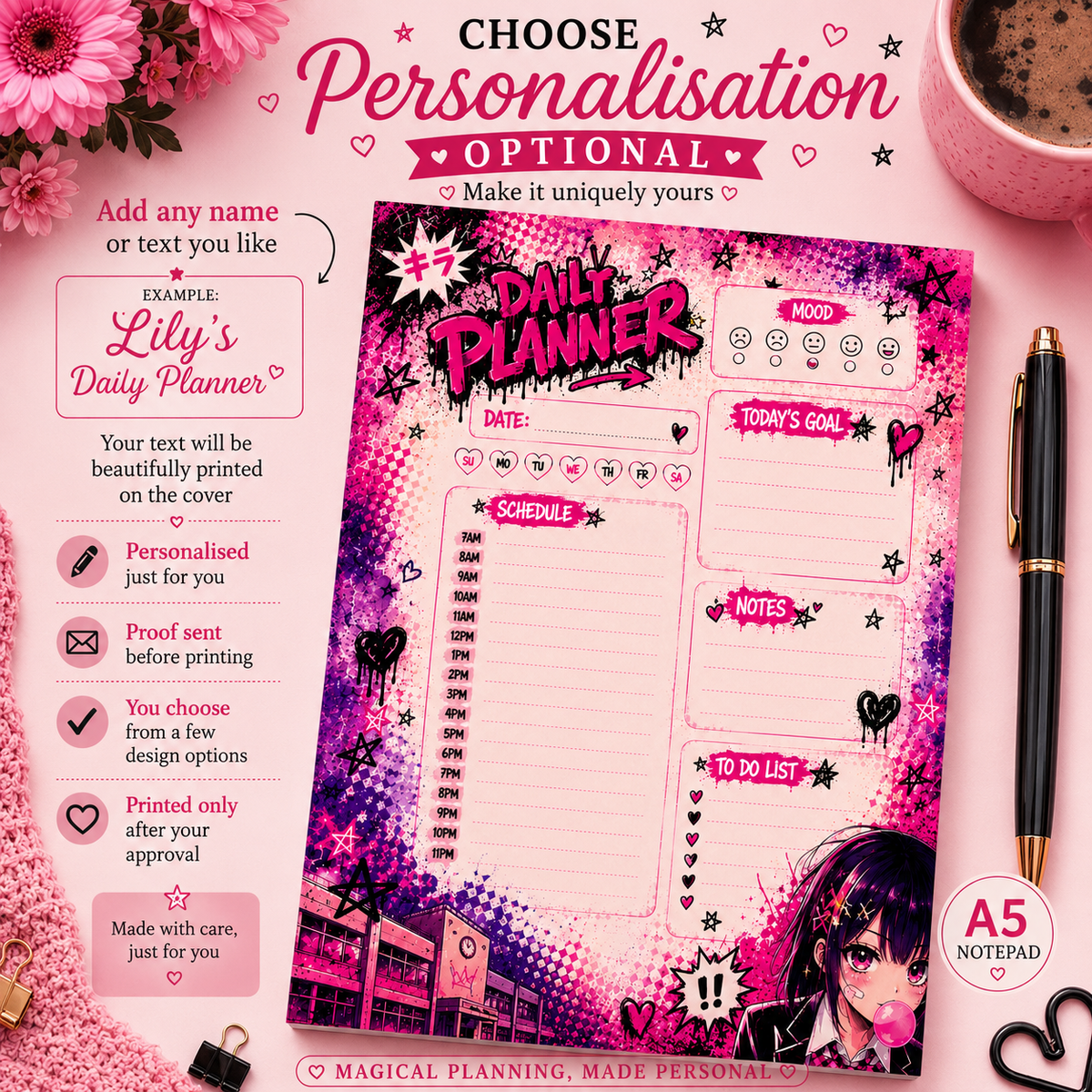 A5 Daily Planner – "Graffiti Dreams" | Personalisation Available