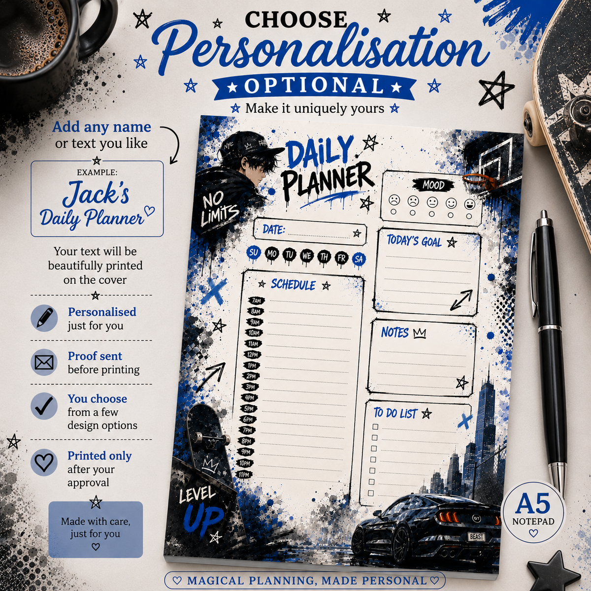 A5 Daily Planner – "No Limits" | Personalisation Available