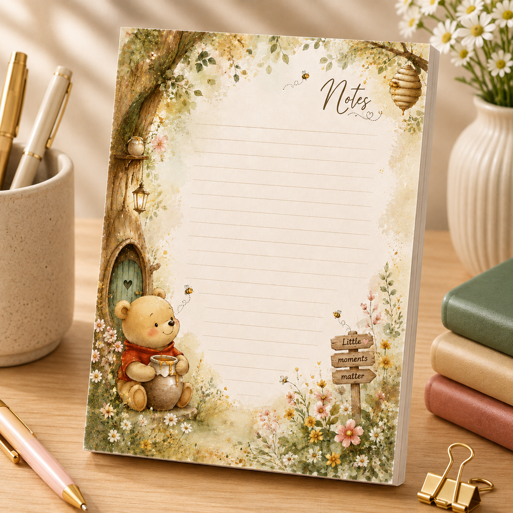 A5 Notepad – "Honey Bear Dreams" | Personalisation Available