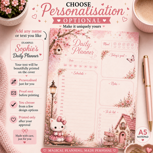 A5 Daily Planner – "Kitty Cottage" | Personalisation Available