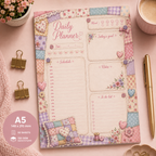 A5 Daily Planner – "Cozy Patchwork" | Personalisation Available