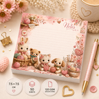 Mini Notepad 7,5 × 7,5 cm – "Cozy Crochet Friends"