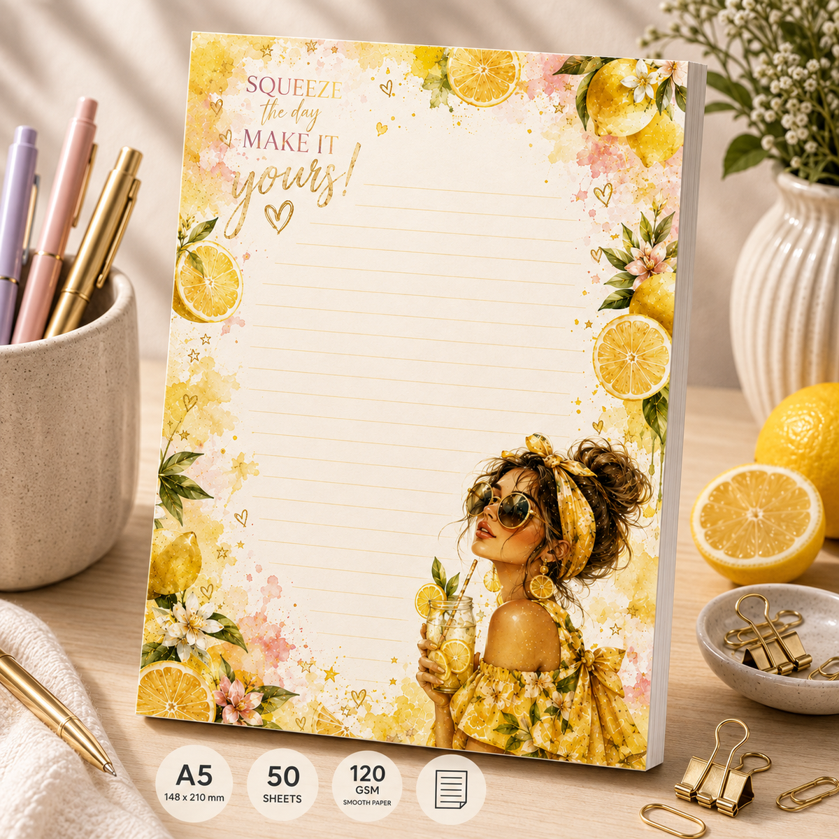 A5 Notepad – "Lemon Bliss" | Personalisation Available