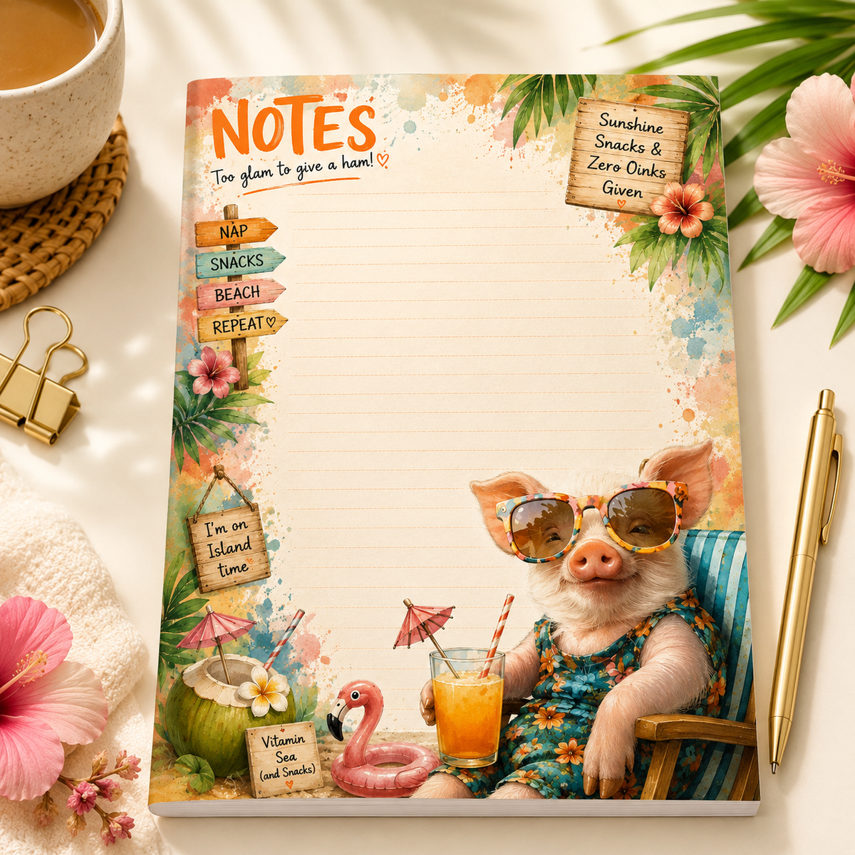 A5 Notepad – "Too Glam to Give a Ham!" | Personalisation Available