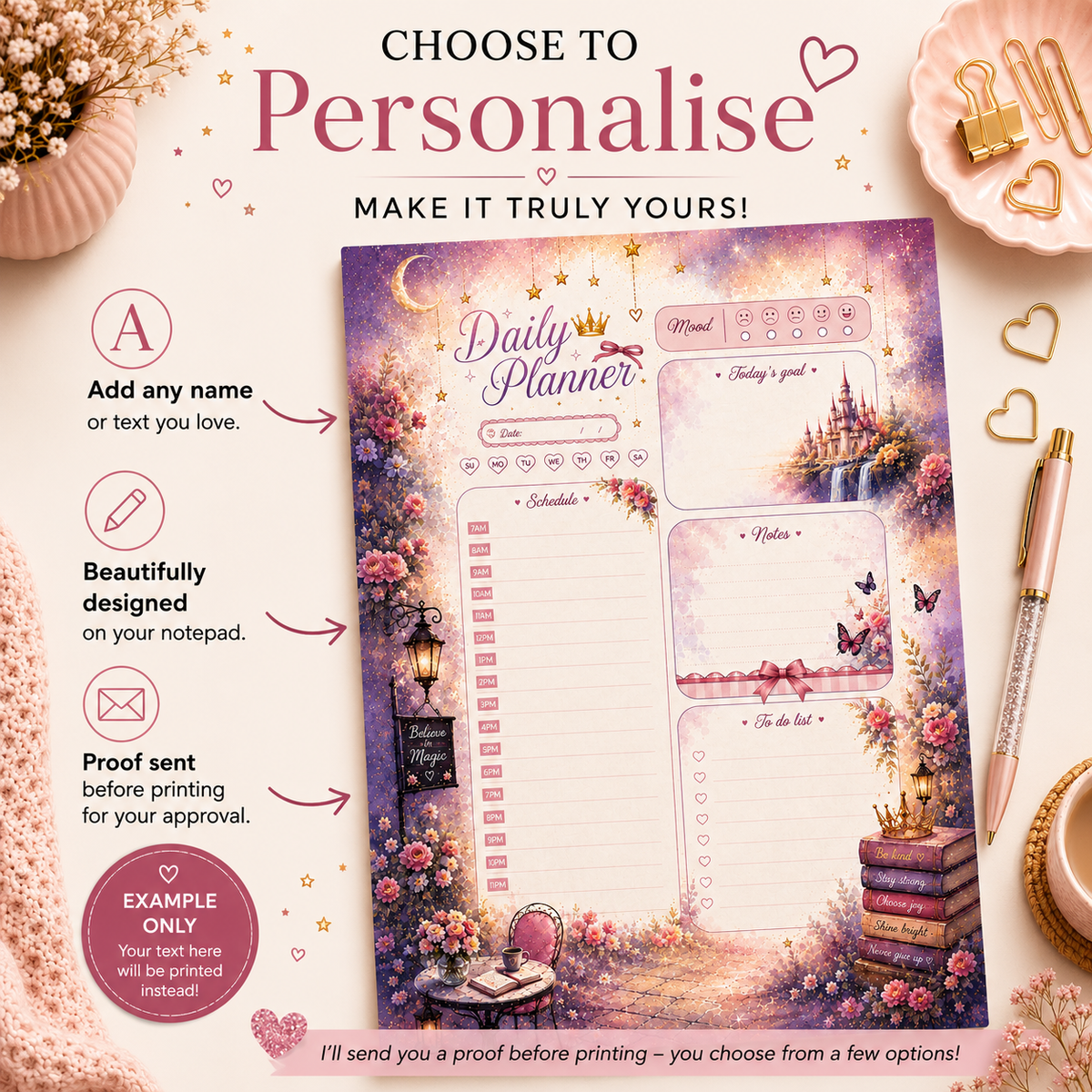 A5 Daily Planner – "Believe in Magic" | Personalisation Available