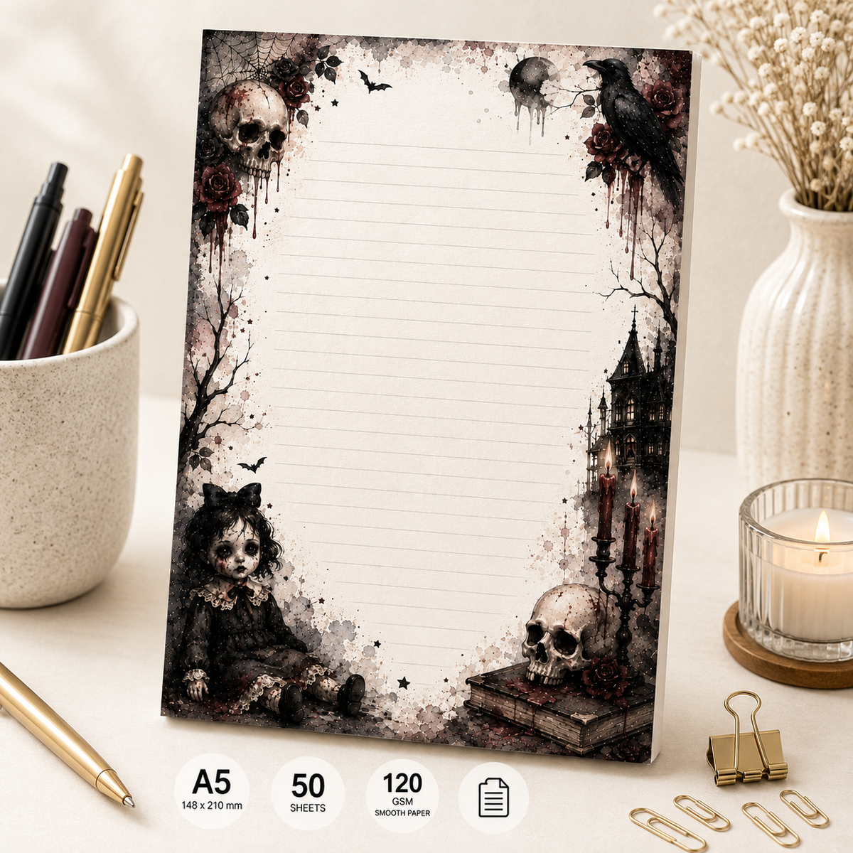 A5 Notepad – "Haunted Whispers" | Personalisation Available