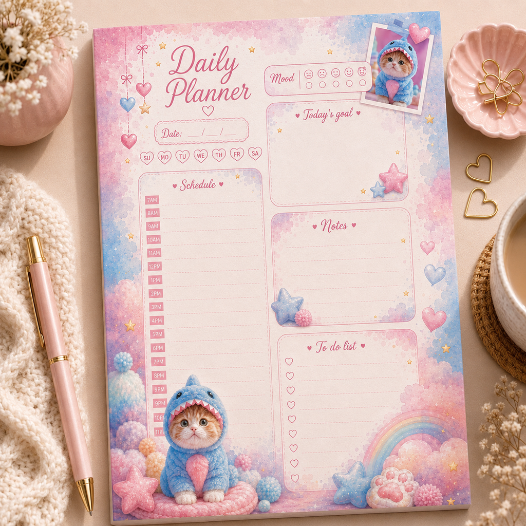 A5 Daily Planner – "Purrfectly Adorable" | Personalisation Available