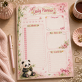 A5 Daily Planner – "Panda Blossom" | Personalisation Available