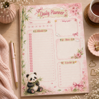 A5 Daily Planner – "Panda Blossom" | Personalisation Available