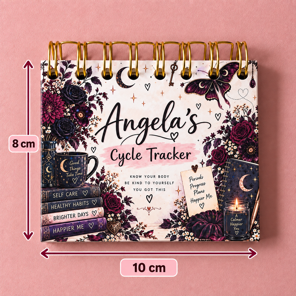 Personalised Handmade Cycle Tracker, 5 Year, Gothic