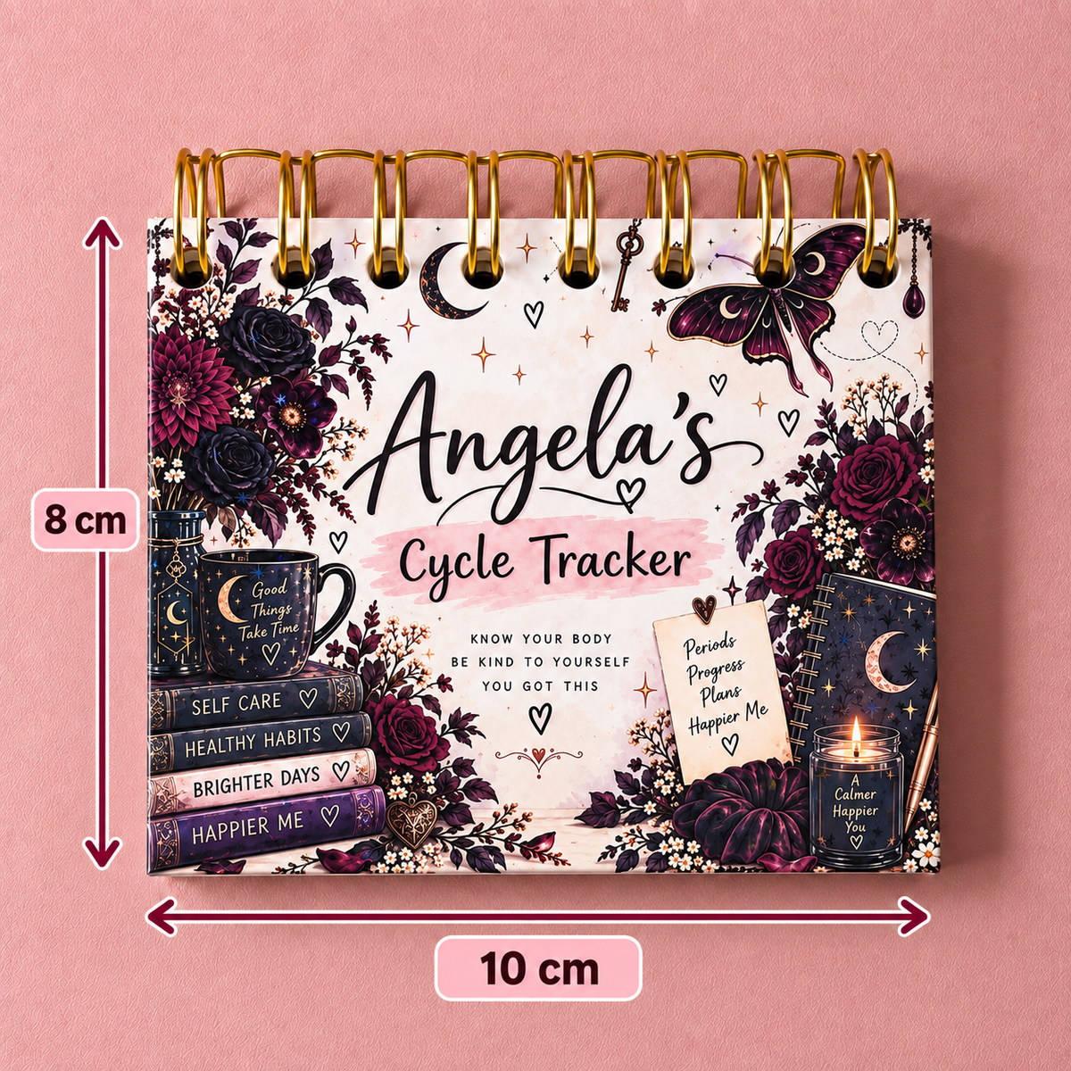 Personalised Handmade Cycle Tracker, 5 Year, Gothic