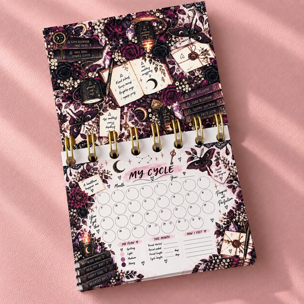 Personalised Handmade Cycle Tracker, 5 Year, Gothic