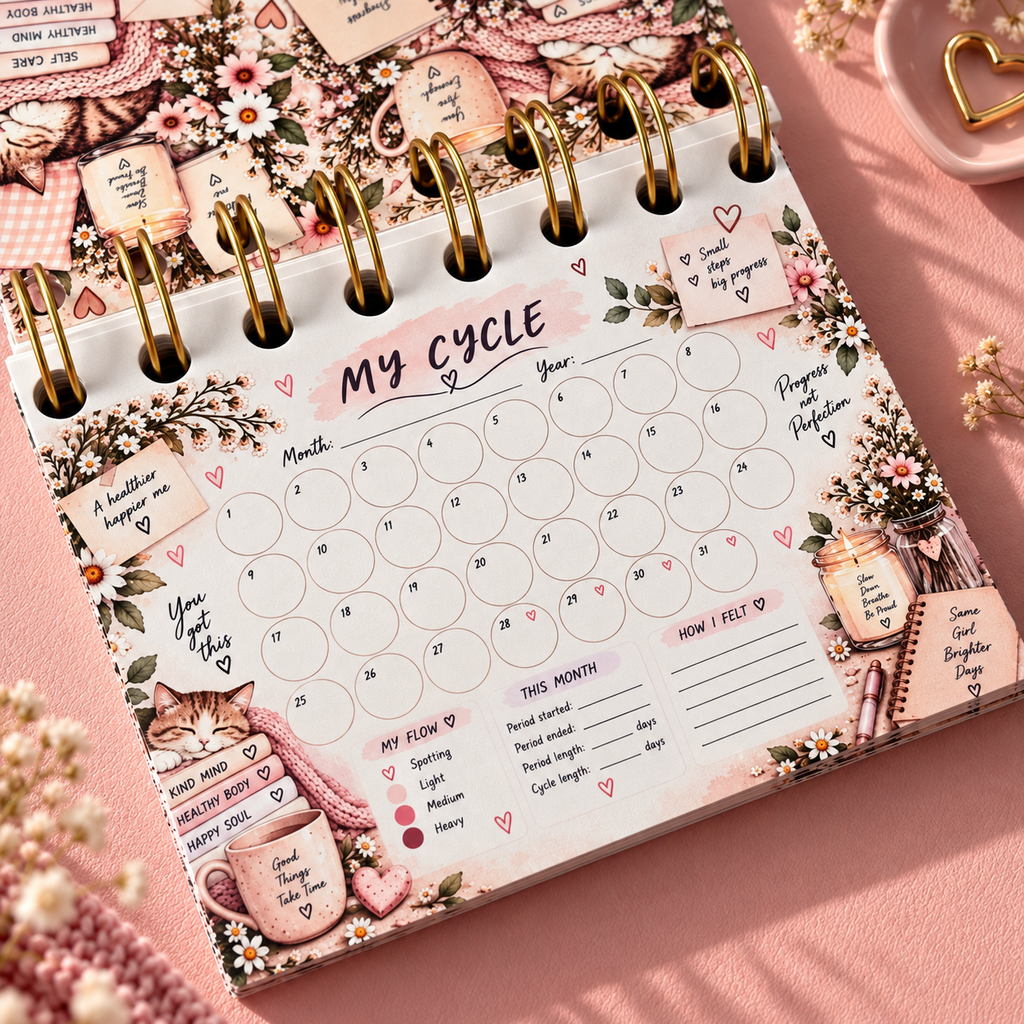 Personalised Handmade Cycle Tracker, 5 Year, Cat