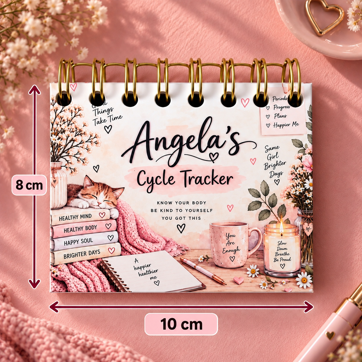 Personalised Handmade Cycle Tracker, 5 Year, Cat