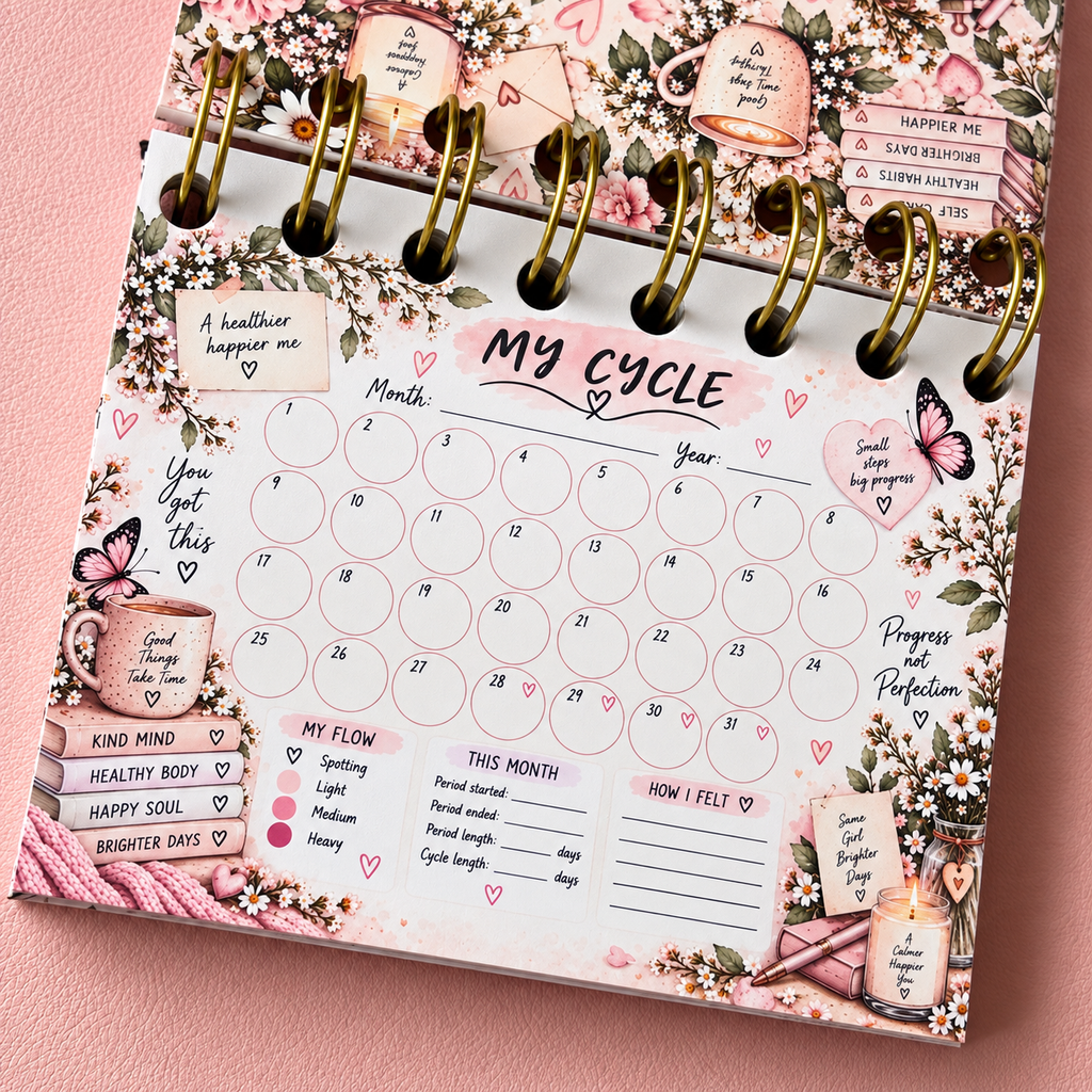 Personalised Handmade Cycle Tracker, 5 Year, Blush