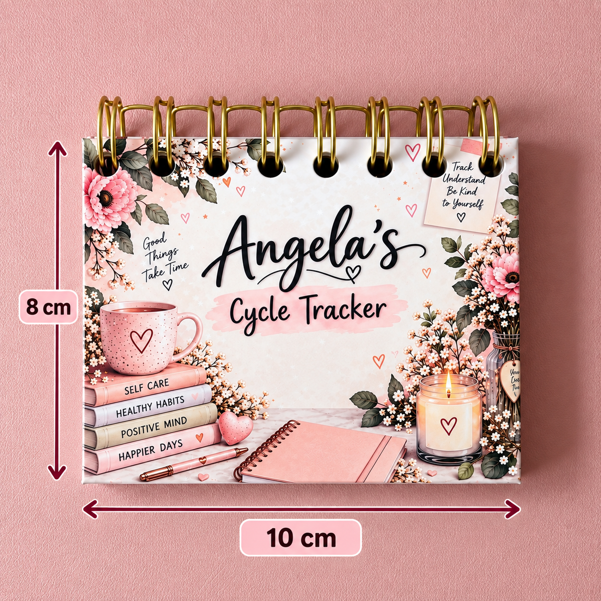Personalised Handmade Cycle Tracker, 5 Year, Blush