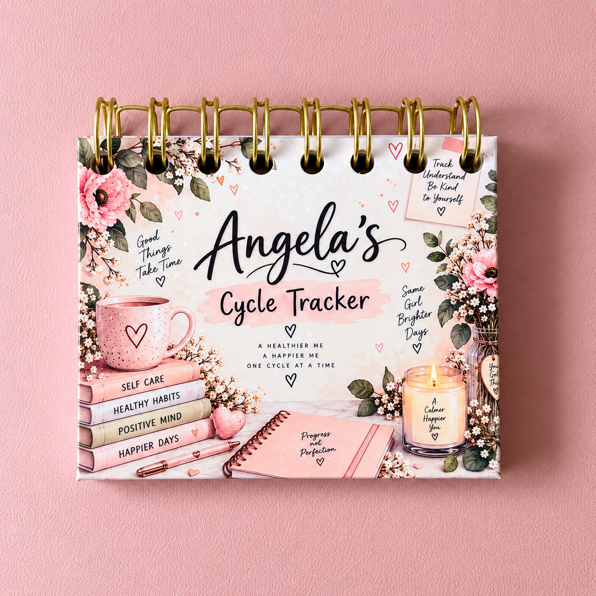 Personalised Handmade Cycle Tracker, 5 Year, Blush