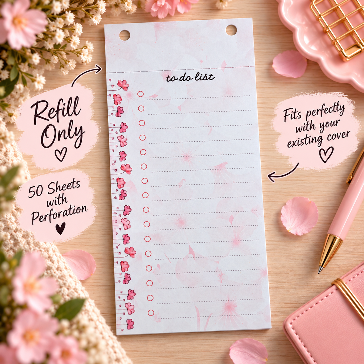 Personalised Floral To Do List Notepad, Refillable