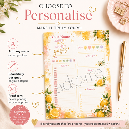 A5 Daily Planner – "Lemon Bliss" | Personalisation Available