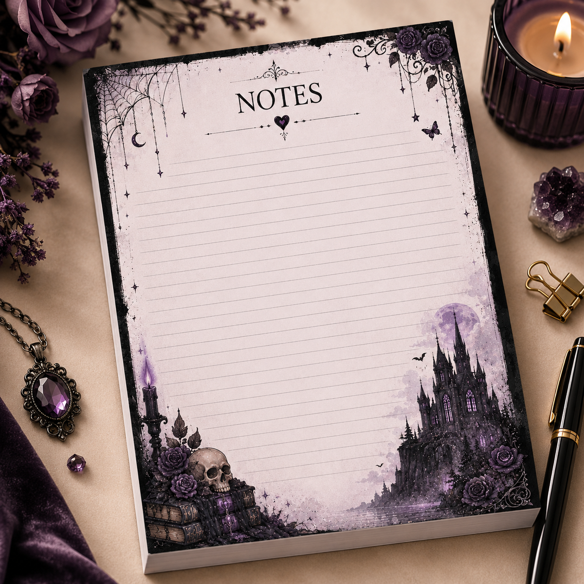 A5 Notepad – "Midnight Castle" | Personalisation Available