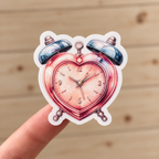 Pink Heart Alarm Clock Sticker