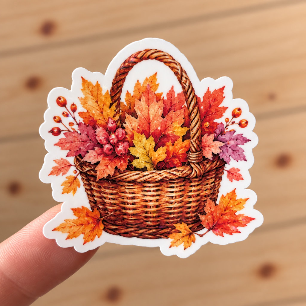 Autumn Leaves Basket Sticker