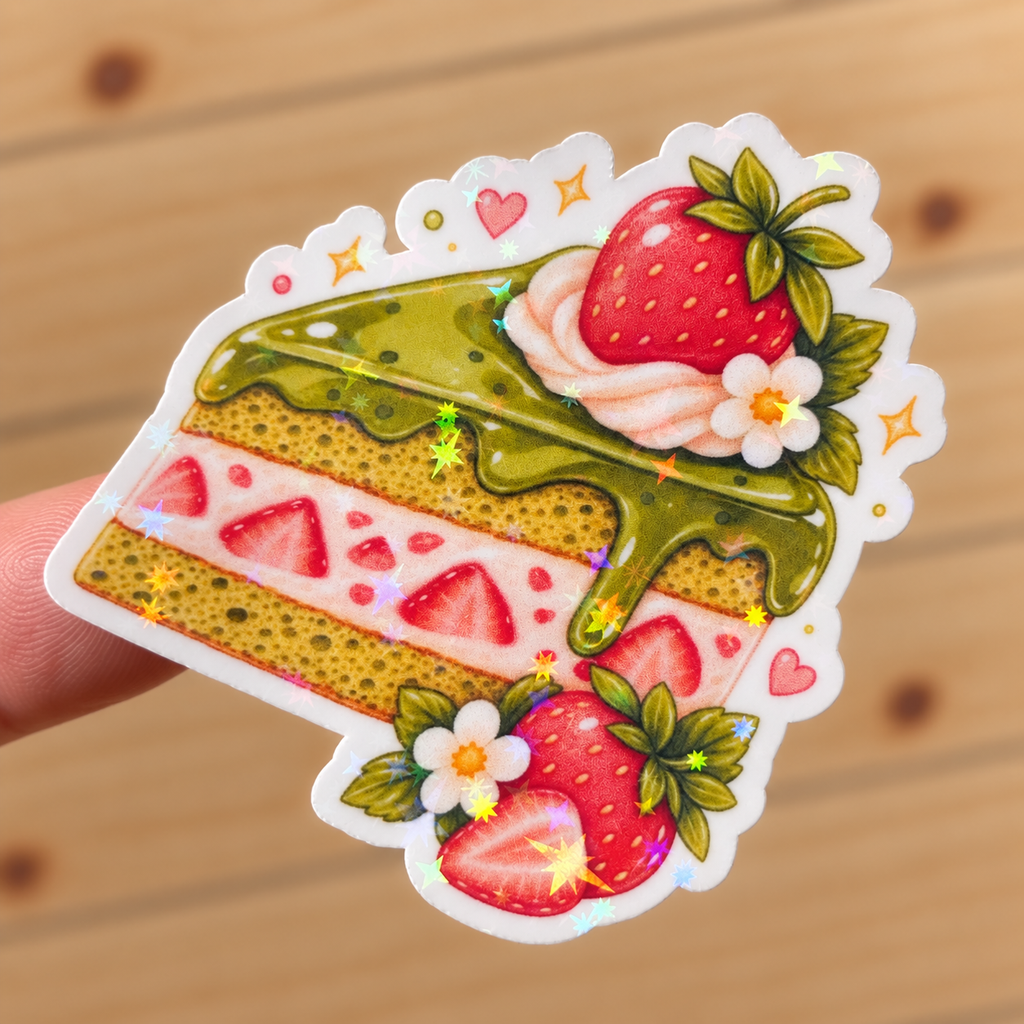 Matcha Strawberry Cake Sticker