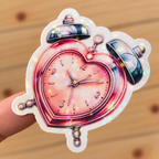 Pink Heart Alarm Clock Sticker
