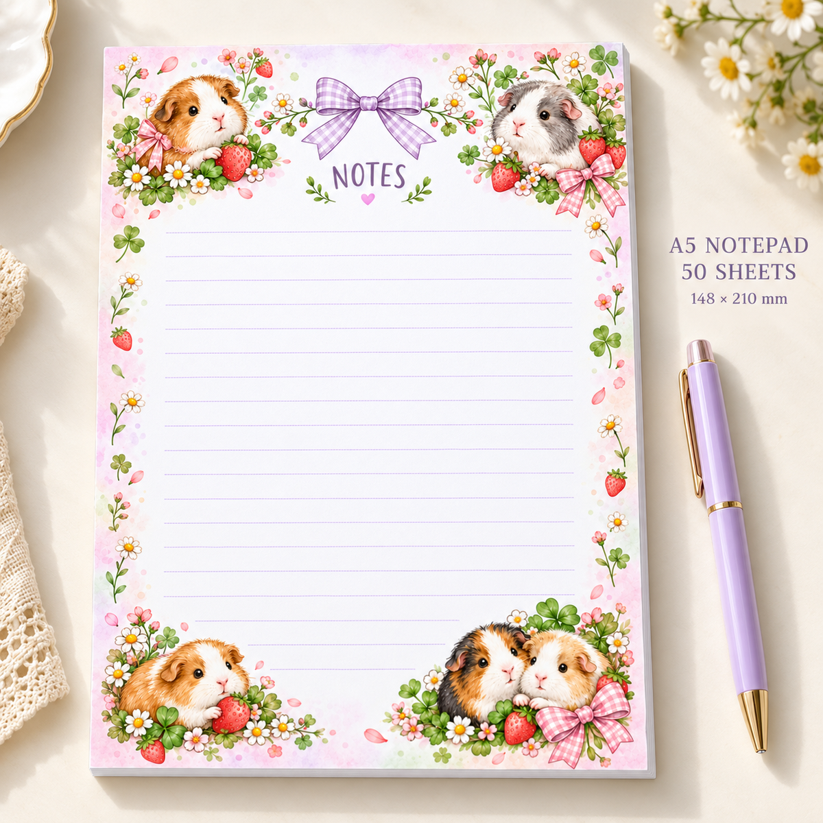 A5 Notepad – "Sweet Guinea Pig" | Personalisation Available